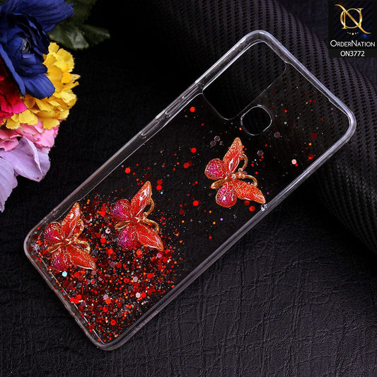 Infinix Hot 12 Play Cover - Red - Shiny Butterfly Glitter Bling Soft Case (Glitter does not move)