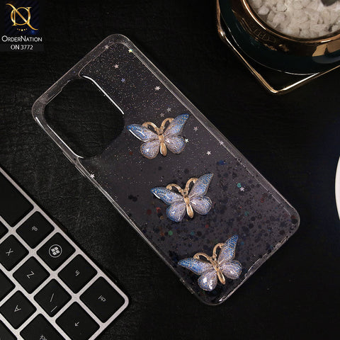 Infinix Hot 30i Cover - Black - Shiny Butterfly Glitter Bling Soft Case (Glitter does not move)