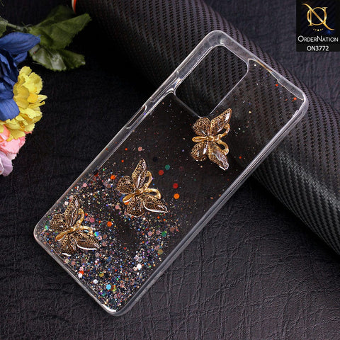 Infinix Note 10 Pro Cover - Black - Shiny Butterfly Glitter Bling Soft Case (Glitter does not move)