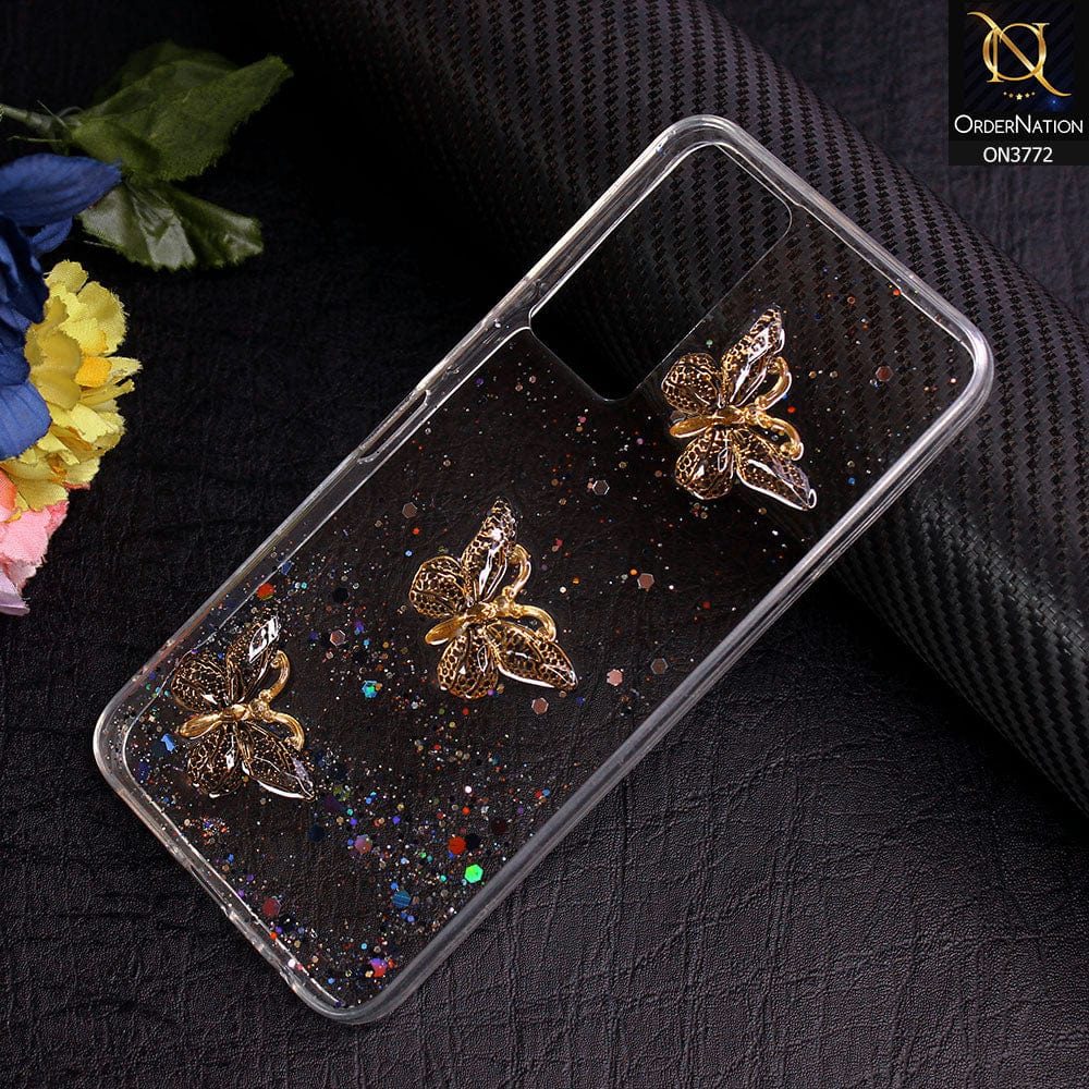 Infinix Note 11 Cover - Black - Shiny Butterfly Glitter Bling Soft Case (Glitter does not move)