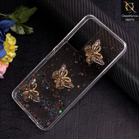 Infinix Note 11 Cover - Black - Shiny Butterfly Glitter Bling Soft Case (Glitter does not move)