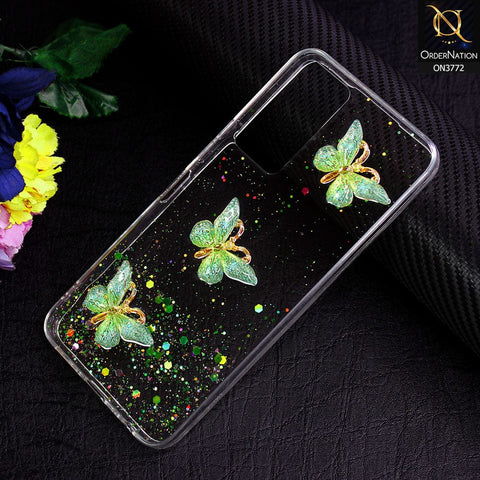 Infinix Note 11 Cover - Green - Shiny Butterfly Glitter Bling Soft Case (Glitter does not move)