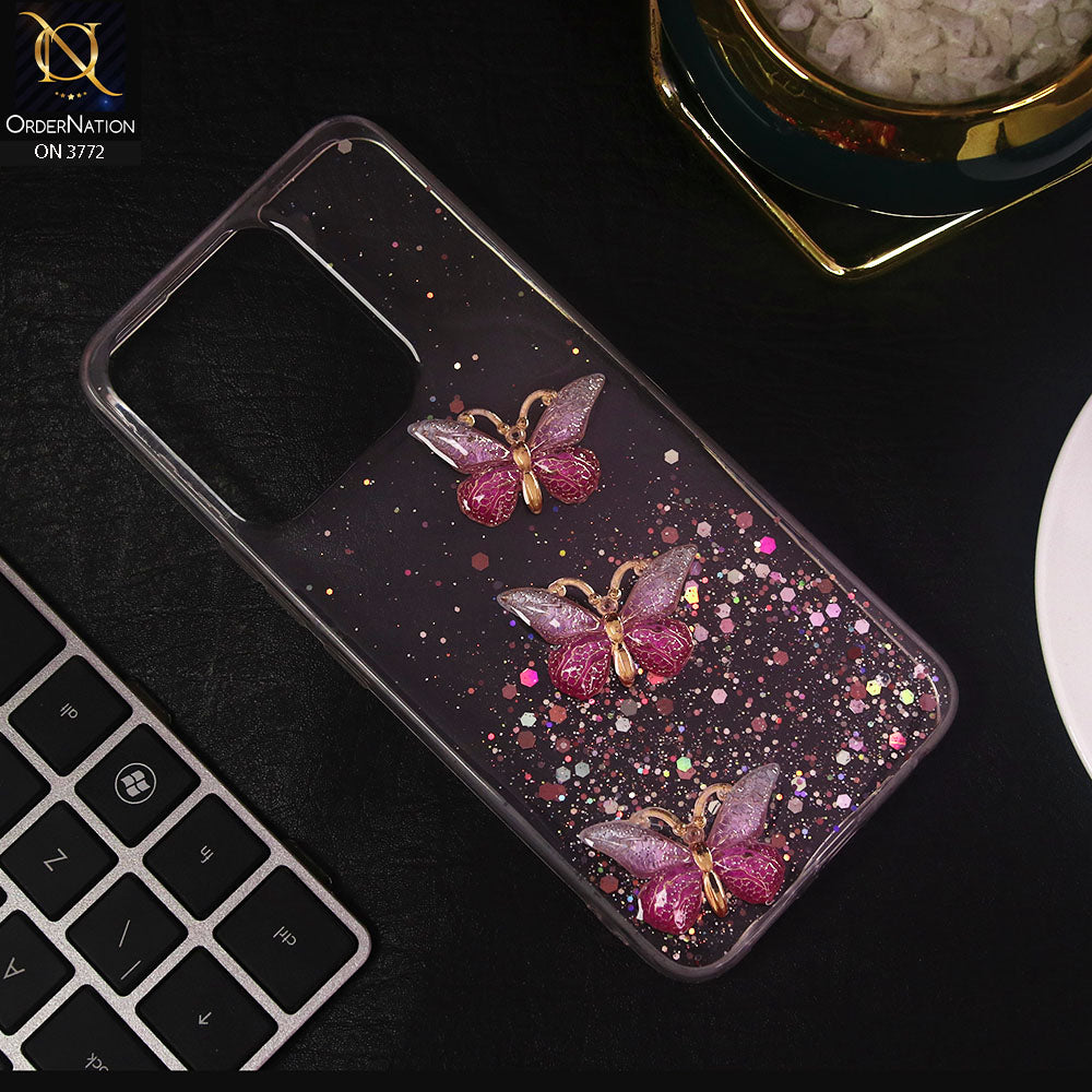 Infinix Note 12 G96 Cover - Pink - Shiny Butterfly Glitter Bling Soft Case (Glitter does not move)