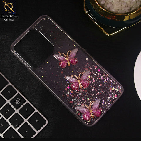 Infinix Note 12 G96 Cover - Pink - Shiny Butterfly Glitter Bling Soft Case (Glitter does not move)