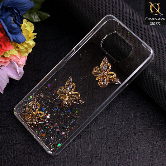 Xiaomi Poco X3 Pro Cover - Black - Shiny Butterfly Glitter Bling Soft Case (Glitter does not move)