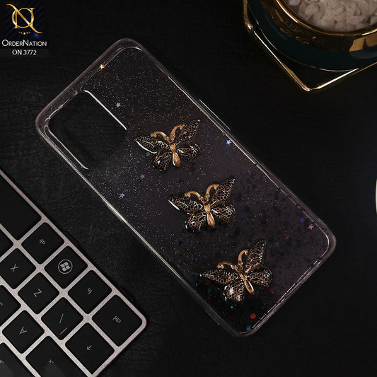 Realme Narzo 50 4G Cover - Black - Shiny Butterfly Glitter Bling Soft Case (Glitter does not move)