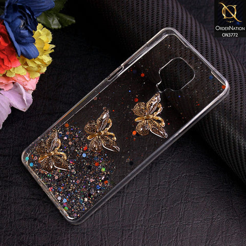 Xiaomi Poco M2 Pro Cover - Black - Shiny Butterfly Glitter Bling Soft Case (Glitter does not move)