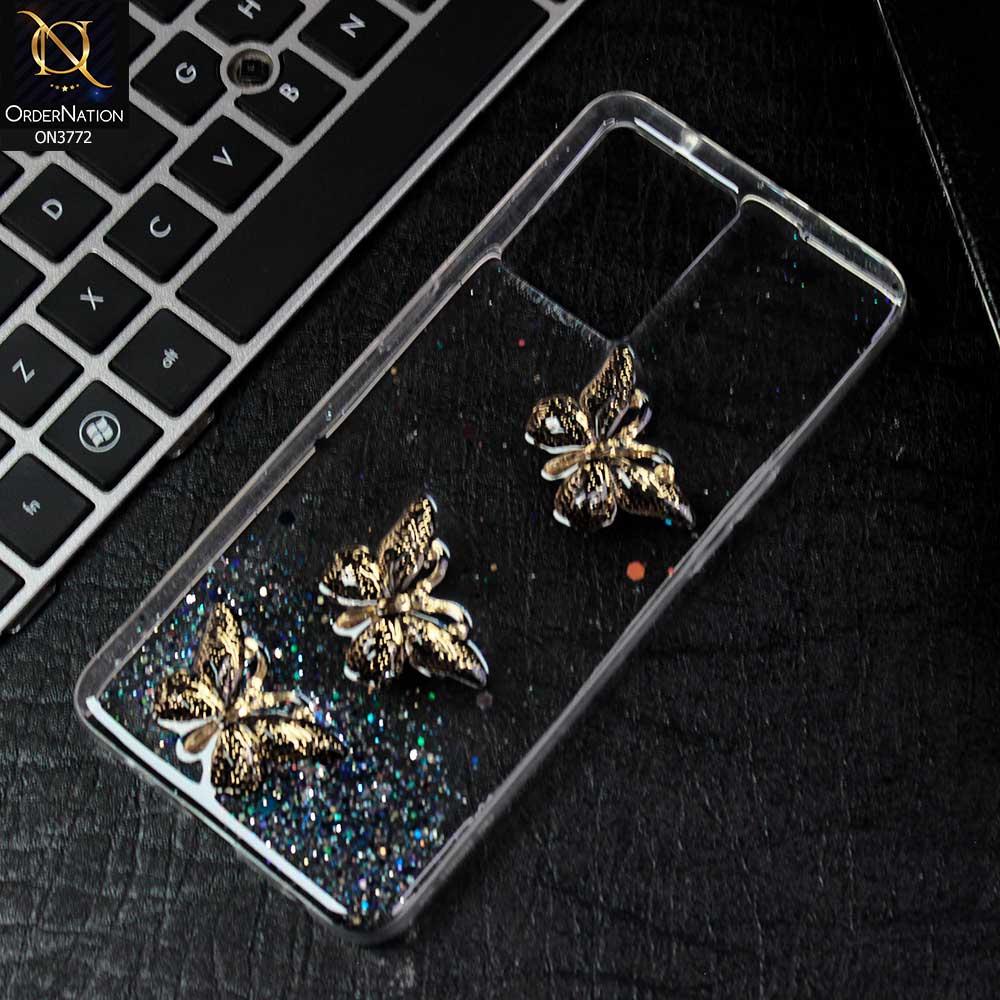 Oppo F21 Pro 4G Cover - Black -  Shiny Butterfly Glitter Bling Soft Case (Glitter does not move)