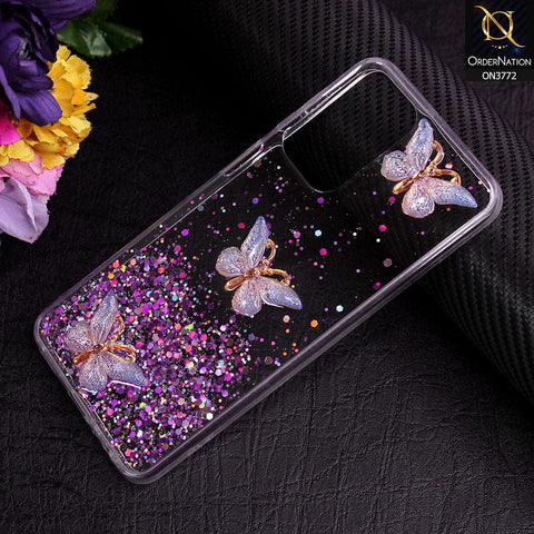 Samsung Galaxy A23 5G Cover - Purple - Shiny Butterfly Glitter Bling Soft Case (Glitter does not move)