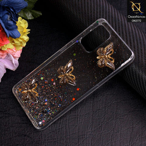Samsung Galaxy A32 Cover - Black - Shiny Butterfly Glitter Bling Soft Case (Glitter does not move)