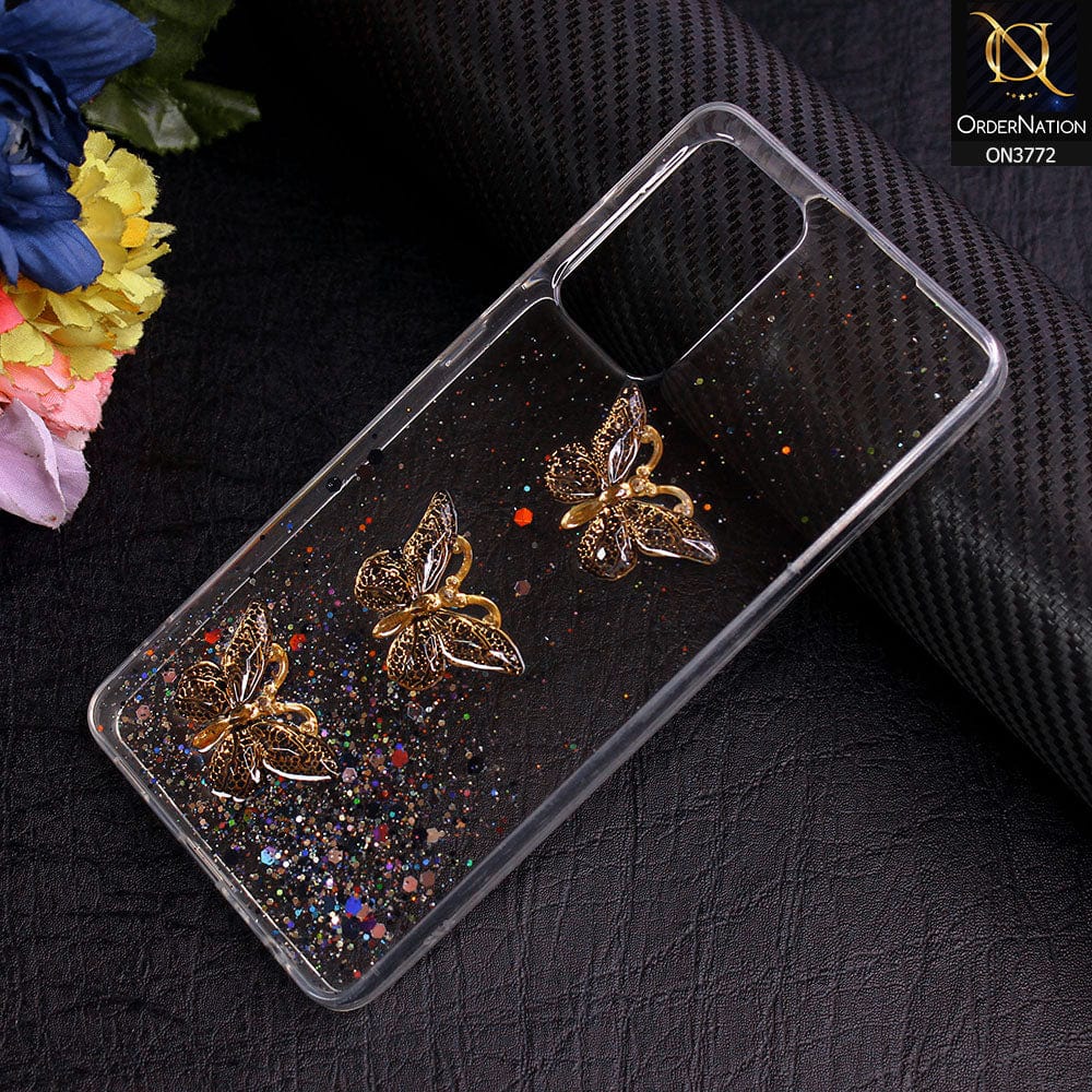 Samsung Galaxy A52s 5G Cover - Black - Shiny Butterfly Glitter Bling Soft Case (Glitter does not move)