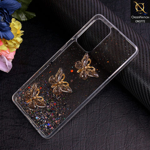 Samsung Galaxy A52s 5G Cover - Black - Shiny Butterfly Glitter Bling Soft Case (Glitter does not move)