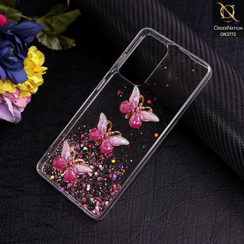 Samsung Galaxy A52 Cover - Pink - Shiny Butterfly Glitter Bling Soft Case (Glitter does not move)