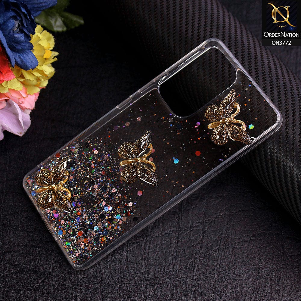 Samsung Galaxy A53 5G Cover - Black - Shiny Butterfly Glitter Bling Soft Case (Glitter does not move)