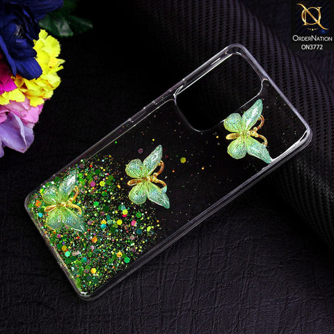 Samsung Galaxy A53 5G Cover - Green - Shiny Butterfly Glitter Bling Soft Case (Glitter does not move)