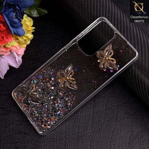 Samsung Galaxy A73 5G Cover - Black - Shiny Butterfly Glitter Bling Soft Case (Glitter does not move)
