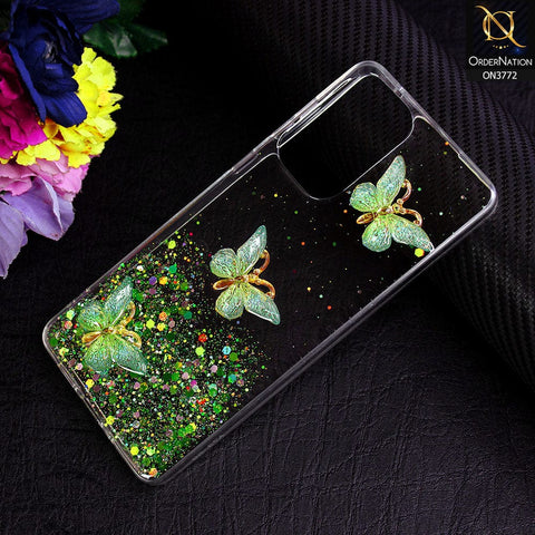 Samsung Galaxy A73 5G Cover - Green - Shiny Butterfly Glitter Bling Soft Case (Glitter does not move)