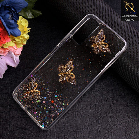 Vivo Y20 Cover - Black - Shiny Butterfly Glitter Bling Soft Case (Glitter does not move)