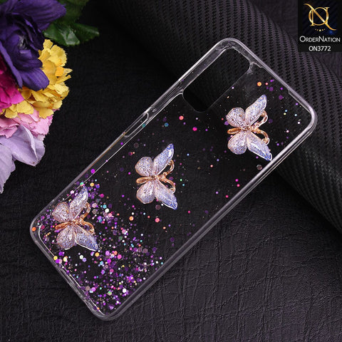 Vivo Y11s Cover - Purple - Shiny Butterfly Glitter Bling Soft Case (Glitter does not move)