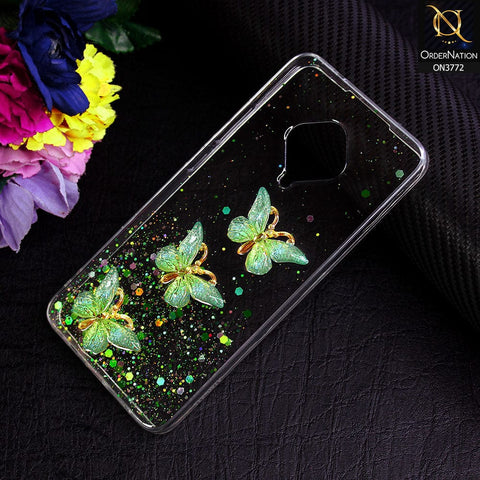 Vivo S1 Pro Cover - Green - Shiny Butterfly Glitter Bling Soft Case (Glitter does not move)