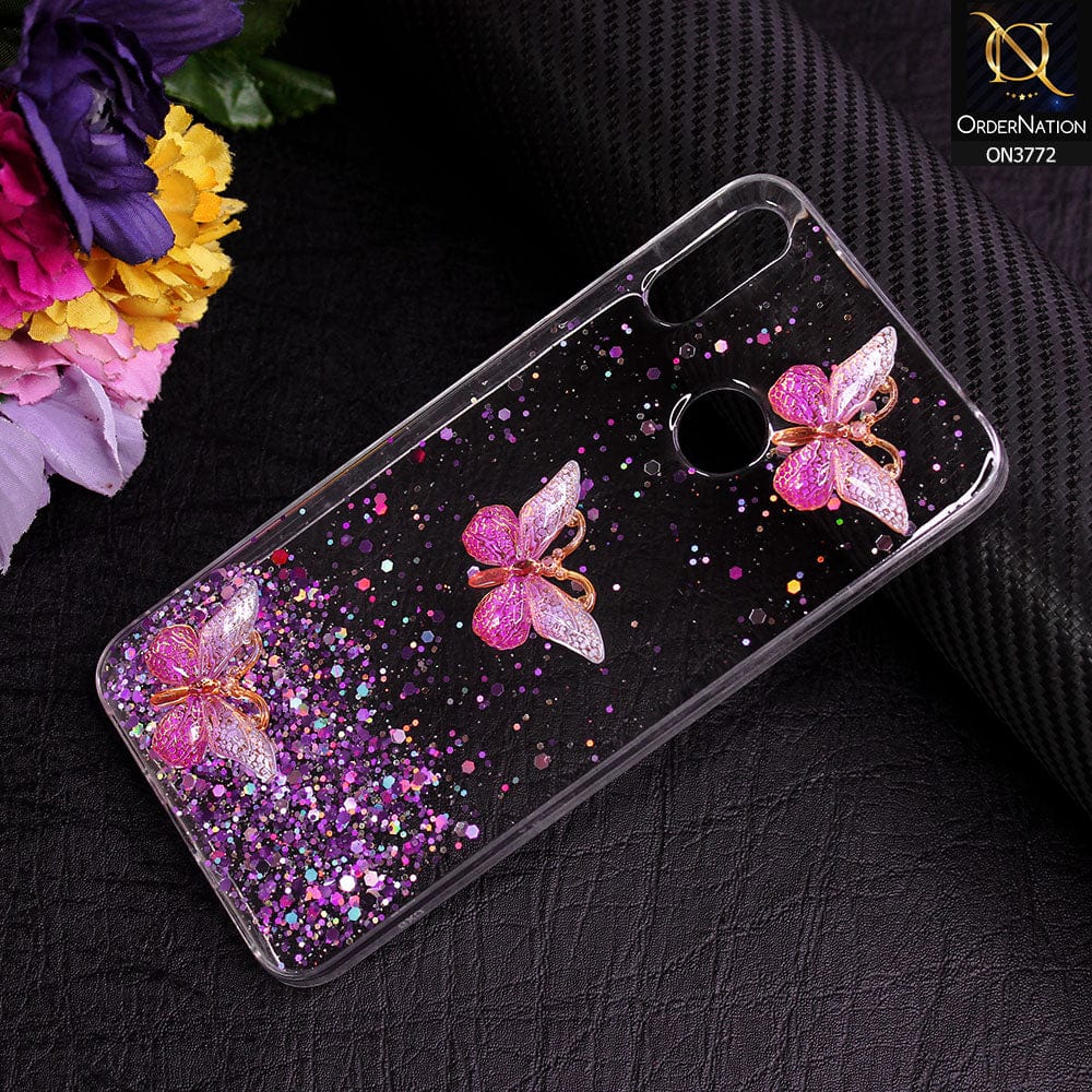 Huawei Y7 Prime 2019 / Y7 2019 / Y7 Pro 2019 Cover - Purple - Shiny Butterfly Glitter Bling Soft Case (Glitter does not move)
