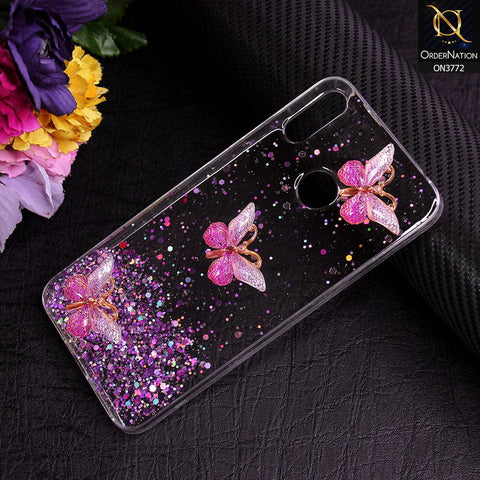 Huawei Y7 Prime 2019 / Y7 2019 / Y7 Pro 2019 Cover - Purple - Shiny Butterfly Glitter Bling Soft Case (Glitter does not move)