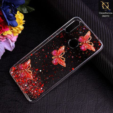 Huawei Y7 Prime 2019 / Y7 2019 / Y7 Pro 2019 Cover - Red - Shiny Butterfly Glitter Bling Soft Case (Glitter does not move)