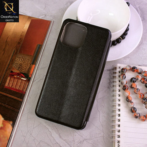 iPhone 13 Pro Max Cover - Black - All New Premium Megnatic Leather Texture Flip Book Soft Case
