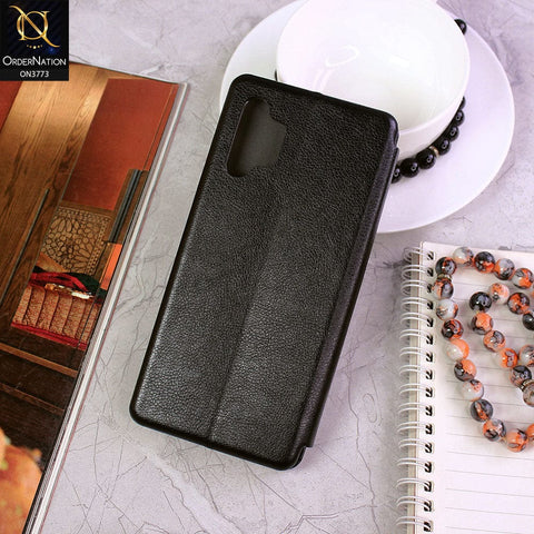 Samsung Galaxy A32 Cover - Black - All New Premium Megnatic Leather Texture Flip Book Soft Case