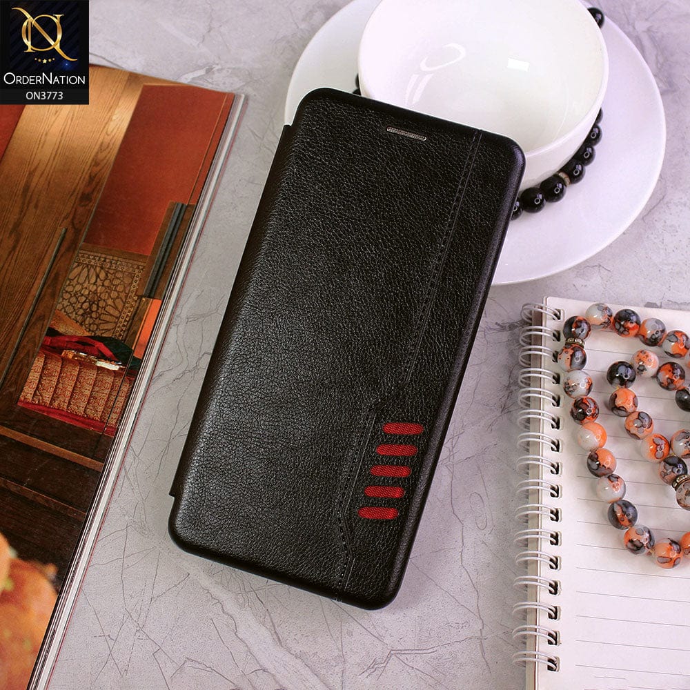 Samsung Galaxy Note 20 Ultra Cover - Black - All New Premium Megnatic Leather Texture Flip Book Soft Case