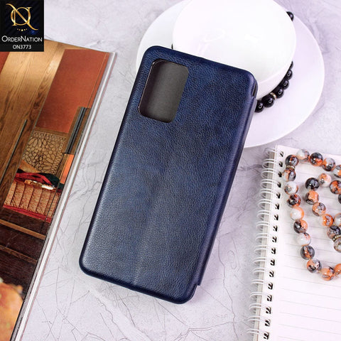 Samsung Galaxy A52 Cover - Blue - All New Premium Megnatic Leather Texture Flip Book Soft Case