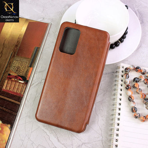 Samsung Galaxy A52 Cover - Brown - All New Premium Megnatic Leather Texture Flip Book Soft Case
