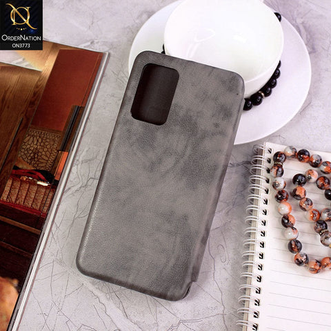 Samsung Galaxy A52 Cover - Gray - All New Premium Megnatic Leather Texture Flip Book Soft Case