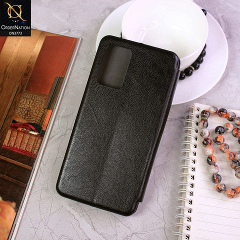 Samsung Galaxy A72 Cover - Black - All New Premium Megnatic Leather Texture Flip Book Soft Case
