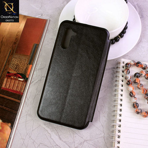 Samsung Galaxy Note 10 Cover - Black - All New Premium Megnatic Leather Texture Flip Book Soft Case