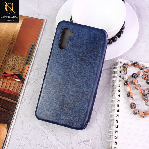 Samsung Galaxy Note 10 Cover - Blue - All New Premium Megnatic Leather Texture Flip Book Soft Case