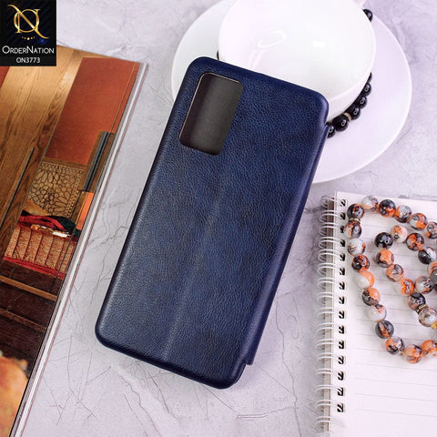 Vivo S10e Cover - Blue - All New Premium Megnatic Leather Texture Flip Book Soft Case