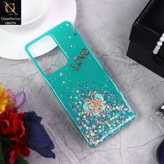 Vivo Y55 4G Cover - Sea Green - New candy Color Bling Sparkle Soft Silicone Butterfly Glitter Case ( Glitter Does not Move )
