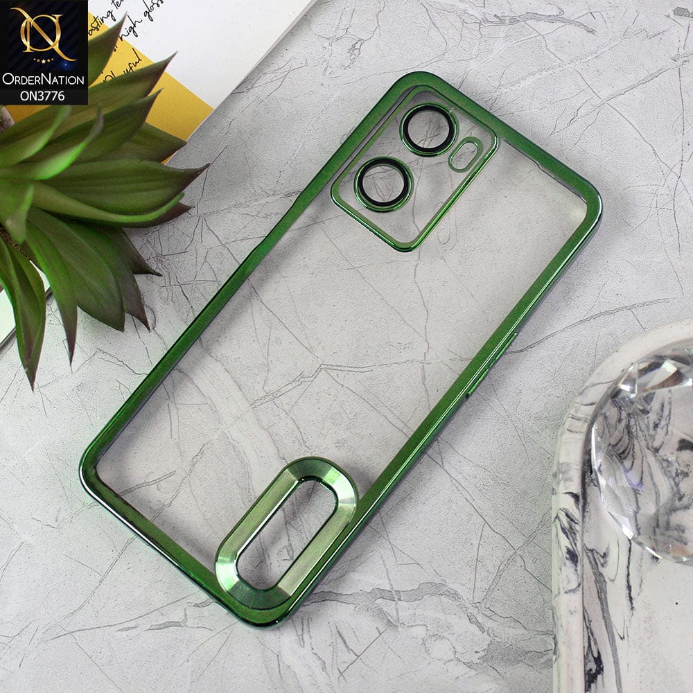 Oppo A77s Cover - Green - Electroplating Borders Logo Hole Camera Lens Protection Soft Silicone Case