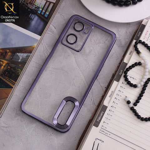 Oppo A57s Cover - Purple - Electroplating Borders Logo Hole Camera Lens Protection Soft Silicone Case