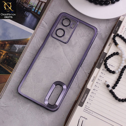 Oppo A57e Cover - Purple - Electroplating Borders Logo Hole Camera Lens Protection Soft Silicone Case