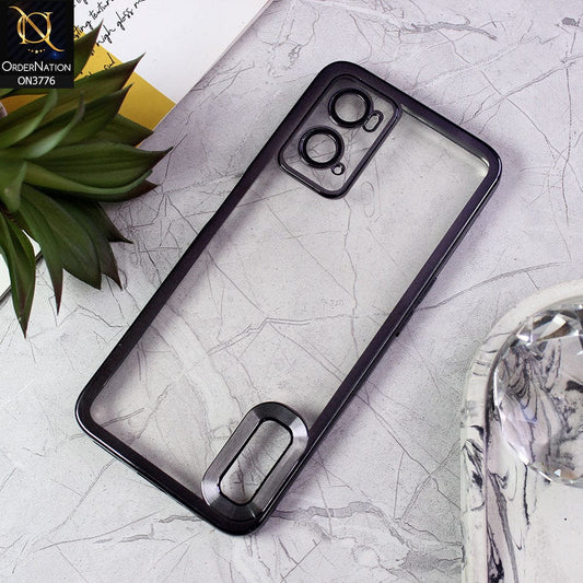 Oppo A36 Cover - Black - Electroplating Borders Logo Hole Camera Lens Protection Soft Silicone Case