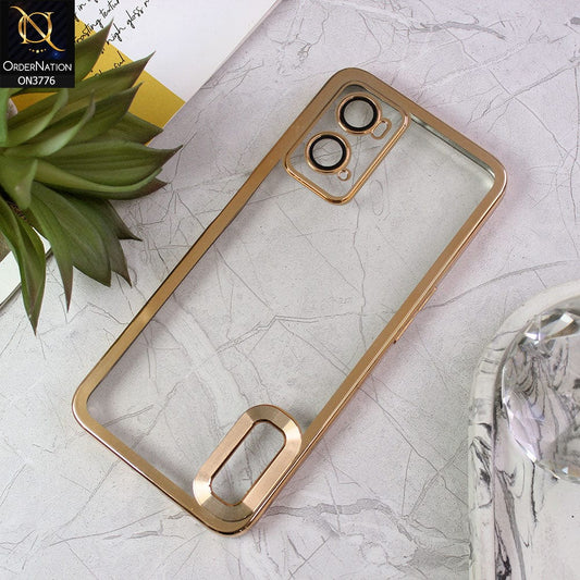 Oppo A36 Cover - Golden - Electroplating Borders Logo Hole Camera Lens Protection Soft Silicone Case