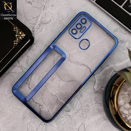 Tecno Spark 7T - Blue - Electroplating Borders Logo Hole Camera Lens Protection Soft Silicone Case