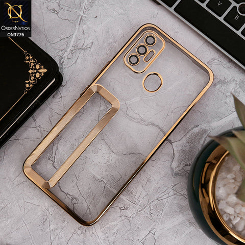 Tecno Spark 7 - Gold - Electroplating Borders Logo Hole Camera Lens Protection Soft Silicone Case