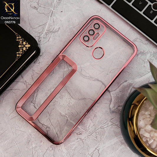 Tecno Spark 7T - Rose Gold - Electroplating Borders Logo Hole Camera Lens Protection Soft Silicone Case
