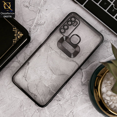 Tecno Camon 15 - Black - Electroplating Borders Logo Hole Camera Lens Protection Soft Silicone Case