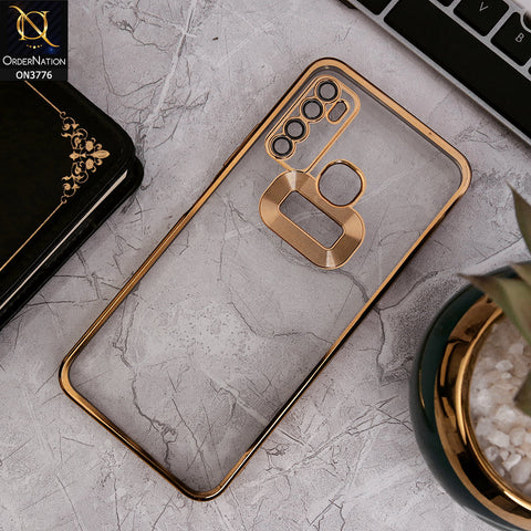 Tecno Camon 15 - Gold - Electroplating Borders Logo Hole Camera Lens Protection Soft Silicone Case