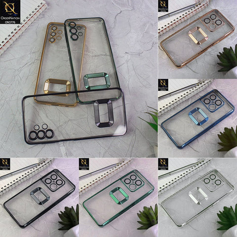 Vivo Y21e Cover - Green - Electroplating Borders Logo Hole Camera Lens Protection Soft Silicone Case