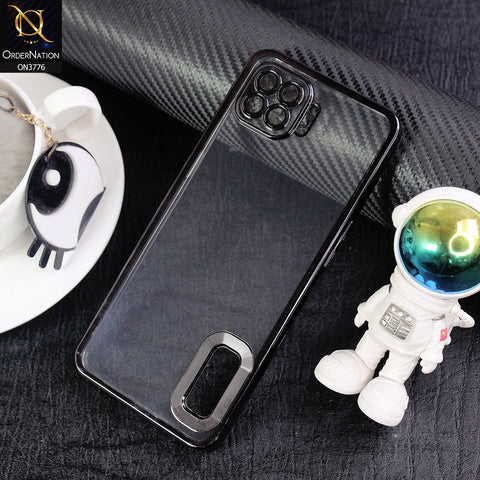 Oppo Reno 4F Cover - Black -  Electroplating Borders Logo Hole Camera Lens Protection Soft Silicone Case